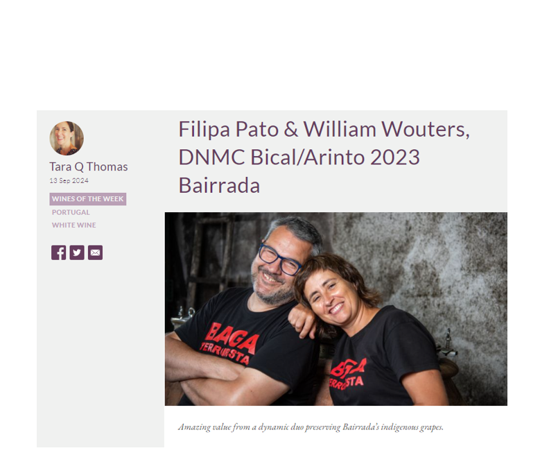 Jancis Robinson: Filipa Pato & William Wouters, DNMC Bical/Arinto 2023 Bairrada by Tara Q Thomas